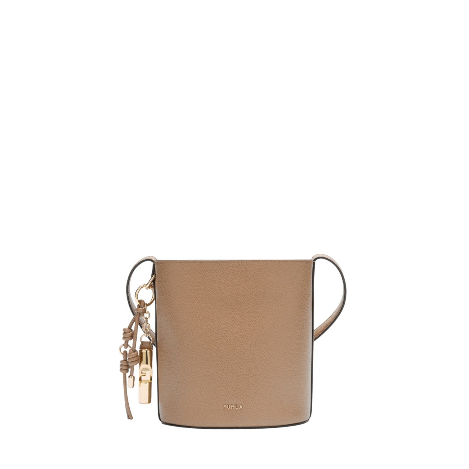 Furla Rosie S Bucket handtas in beige (toffee) leer. Furla Rosie S Bucket handtas in beige (toffee) leer.