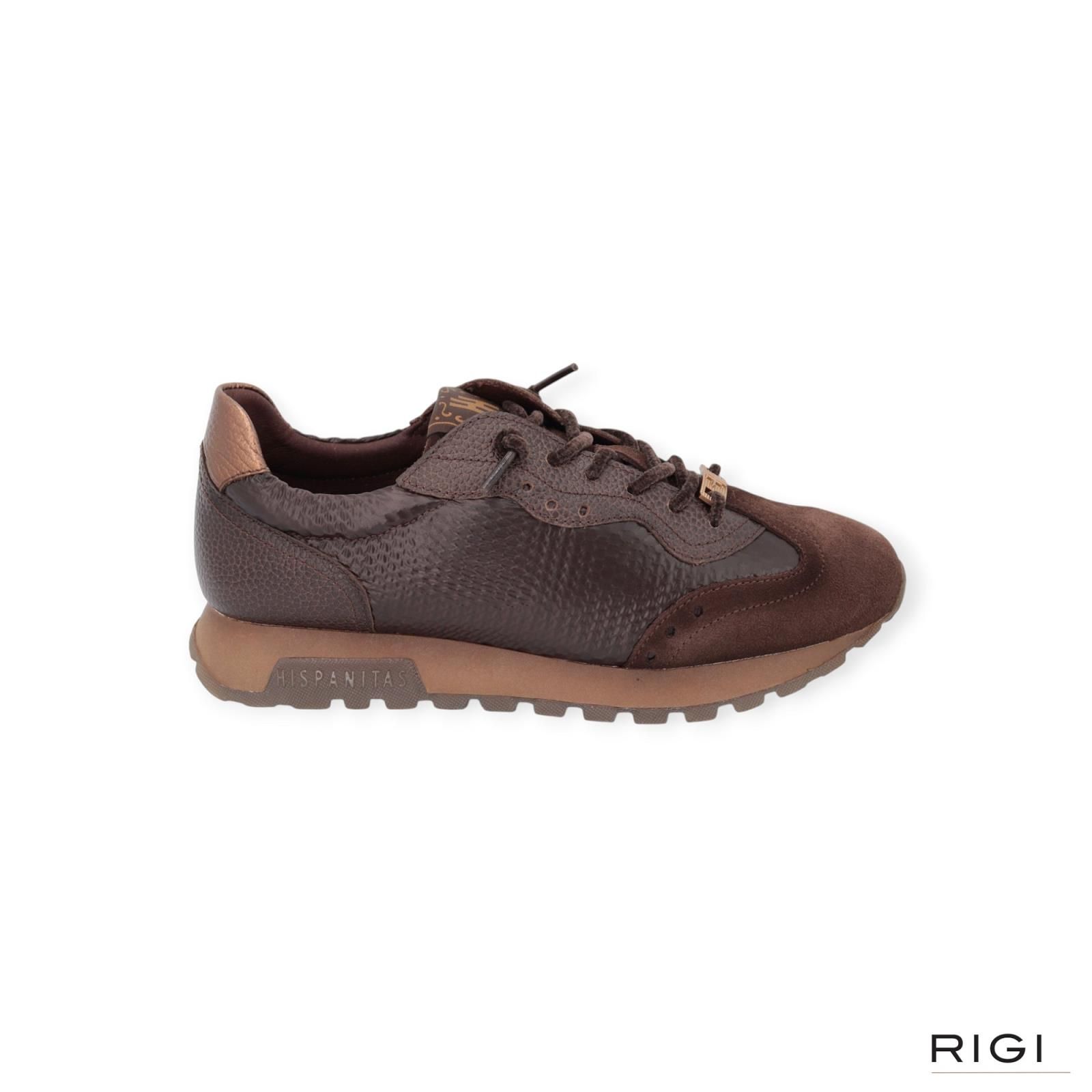Hispanitas Oregon HI26508 sneaker in bruin suède, leer voor dames. Hispanitas Oregon HI26508 sneaker in bruin suède, leer voor dames.
