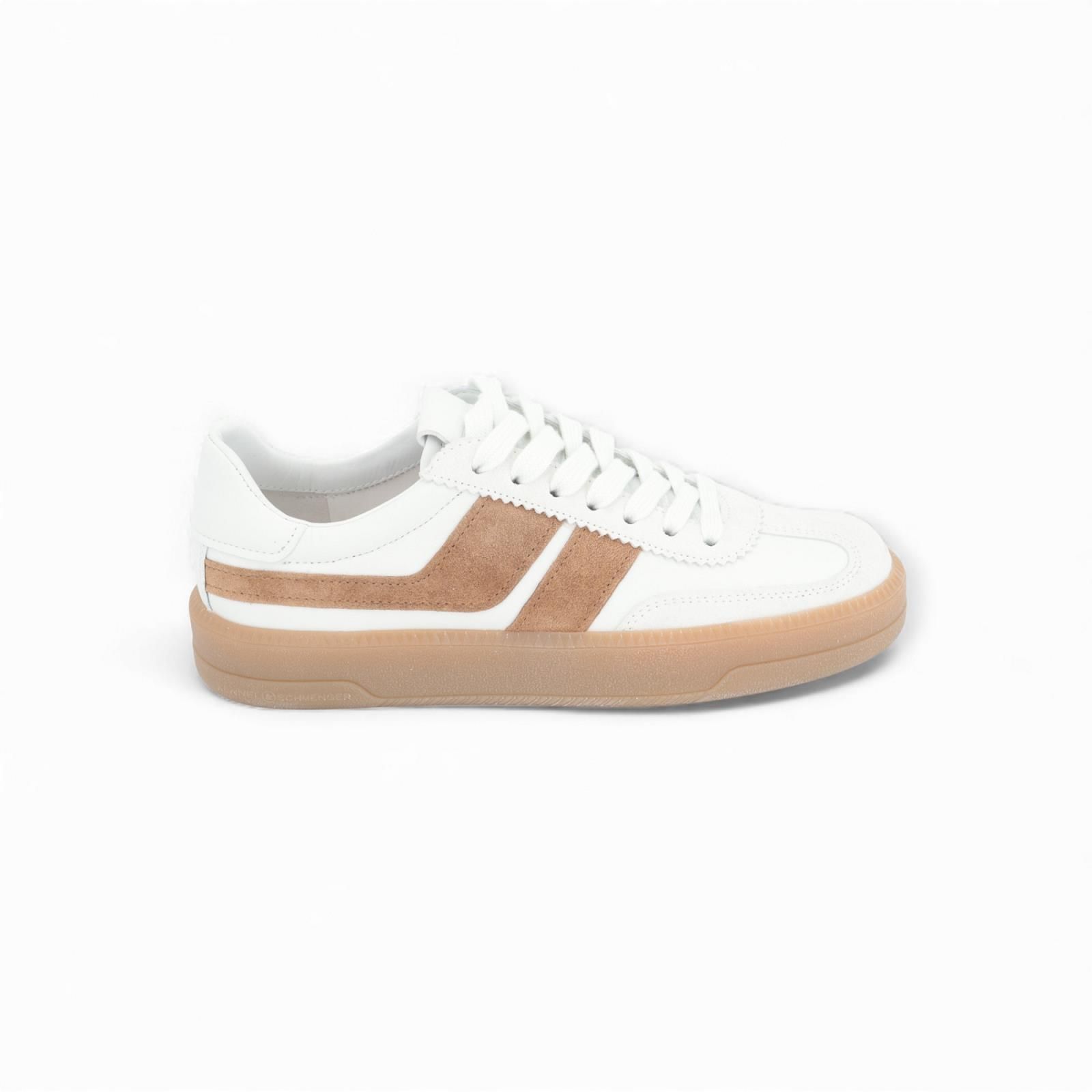 Kennel & Schmenger Box dames sneaker wit / cognac leer. Kennel & Schmenger Box dames sneaker wit / cognac leer.