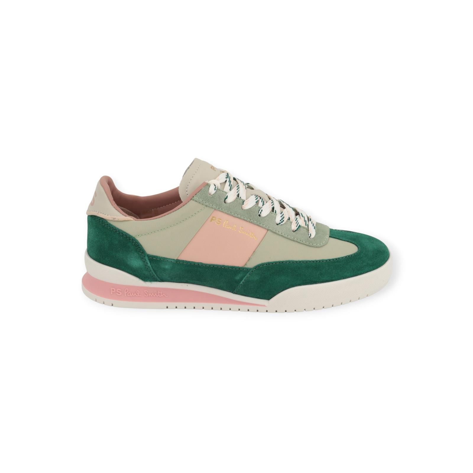 Paul Smith Dover W1S dames sneaker in groen en multi leer. Paul Smith Dover W1S dames sneaker in groen en multi leer.