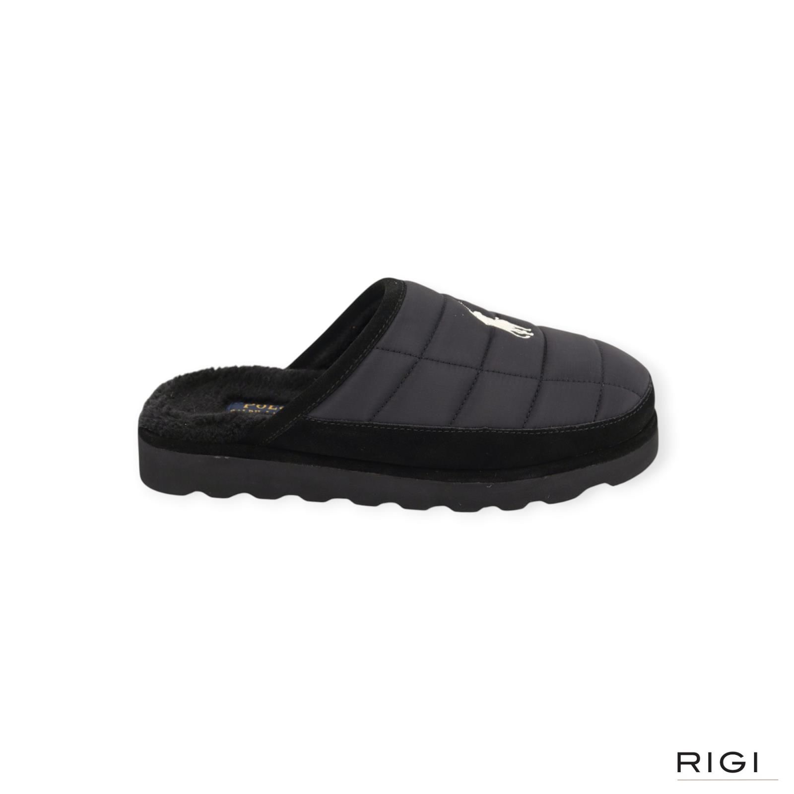 Polo Ralph Lauren Reade Scuff II heren pantoffel in zwart. Polo Ralph Lauren Reade Scuff II heren pantoffel in zwart.