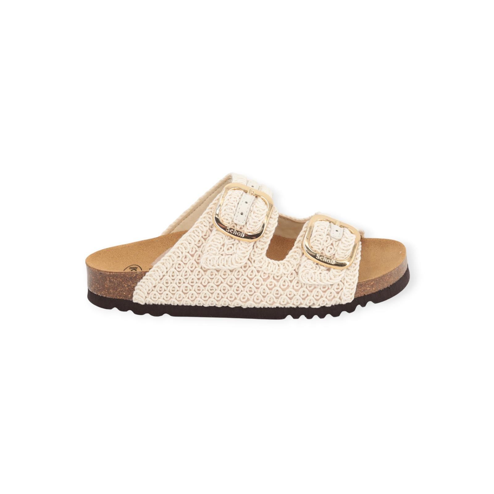 Scholl Noelle slipper in offwit raffia voor dames. Scholl Noelle slipper in offwit raffia voor dames.