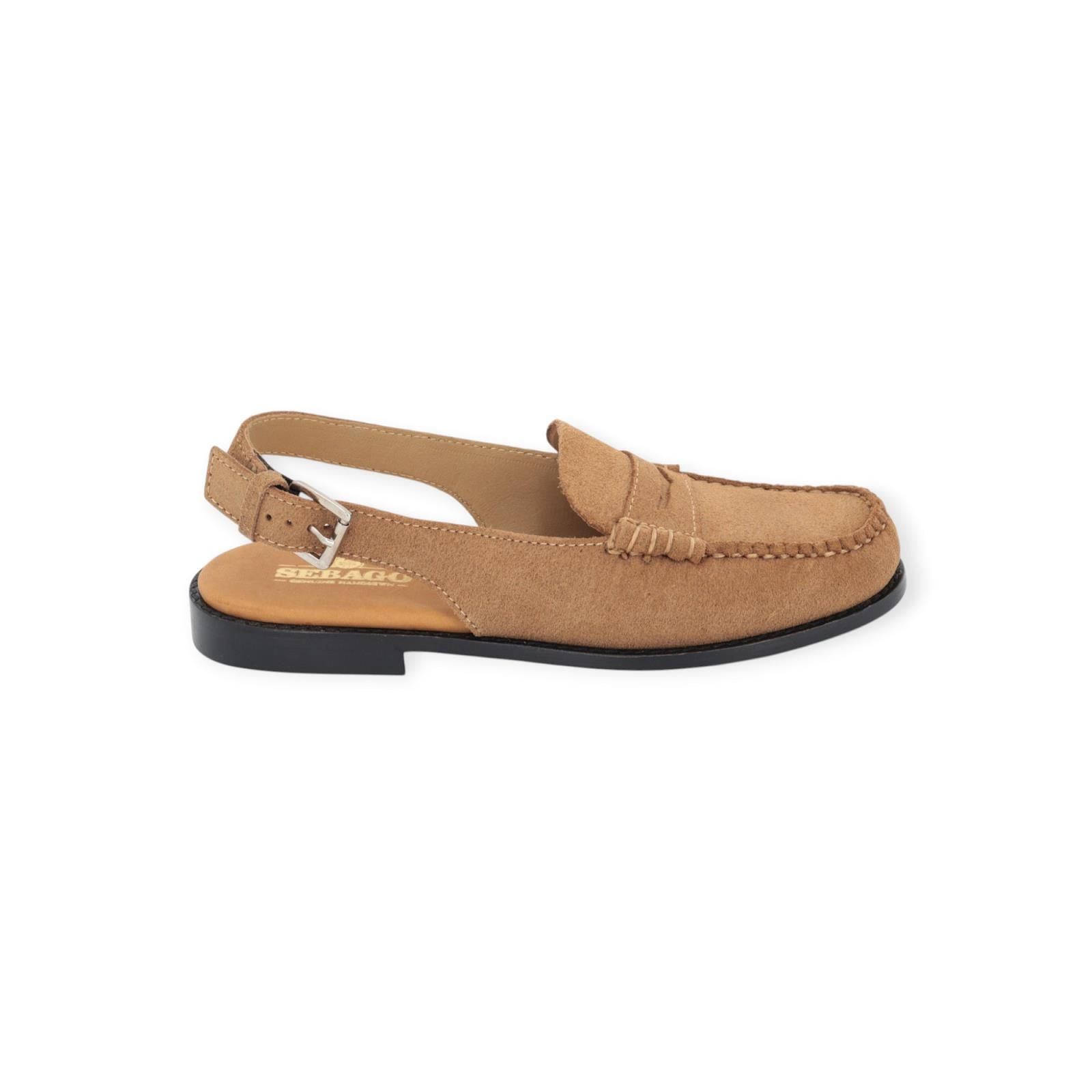 Sebago Citysides Dan Sandal Flesh Out mocassin in zand suède voor dames. Sebago Citysides Dan Sandal Flesh Out mocassin in zand suède voor dames.