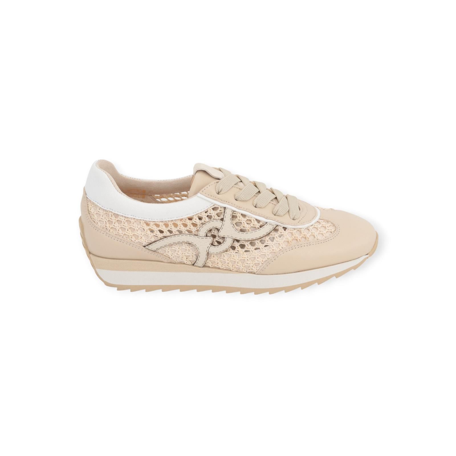 Softwaves Dakota dames sneaker in beige leer. Softwaves Dakota dames sneaker in beige leer.