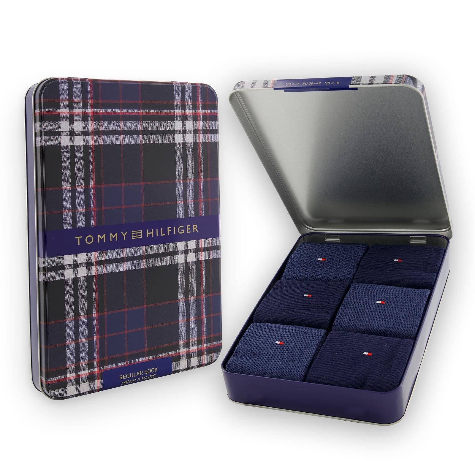 Tommy Hilfiger Sock 6Pack Tin Giftbox 701241155001 in blauw voor heren. Tommy Hilfiger Sock 6Pack Tin Giftbox 701241155001 in blauw voor heren.